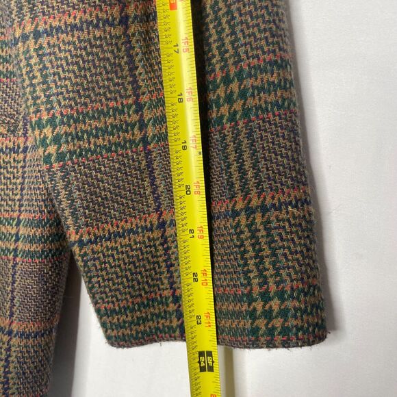 Vtg Wool Blend Plaid Blazer Jacket Sz 12 Academia Preppy Check Tweed 80s - Picture 6 of 9